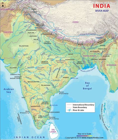 Image of a map with the river of India